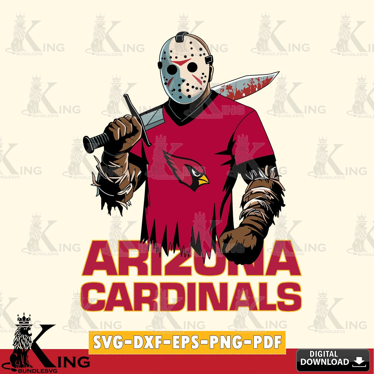 Beautiful illustration of Arizona Cardinals Jason Voorhees Football, NFL digital file for silhouette cameo and cricut projects