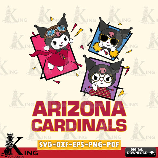 Arizona Cardinals Kuromi Action Football SVG file, Cricut, Cut file  , Digital Download , Instant Download, Sanrio svg, Clipart