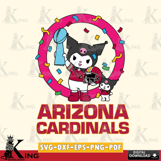 Arizona Cardinals Kuromi Football Champion SVG file, Cricut, Cut file  , Digital Download , Instant Download, Sanrio svg, Clipart