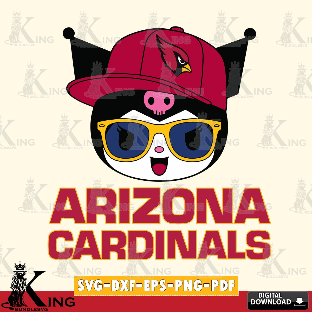 Arizona Cardinals Kuromi Football Cool SVG file, Cricut, Cut file  , Digital Download , Instant Download, Sanrio svg, Clipart