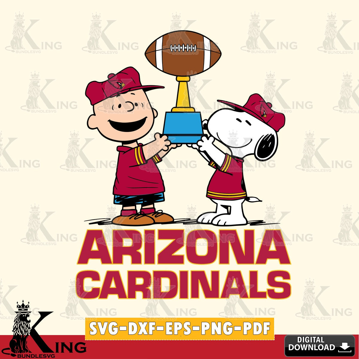 Arizona Cardinals Peanuts Football Trophy Cricut file , Cut file  , Digital Download , PDF File , Instant Download
