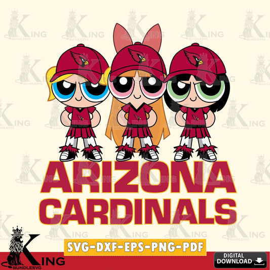 Beautiful illustration of Arizona Cardinals PowerPuff Girls football, printable vector design for sublimation and crafts