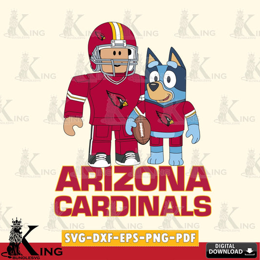 Stylish representation of Arizona Cardinals Roblox & Bluey Football, SVG cut file for personalized gifts and laser projects
