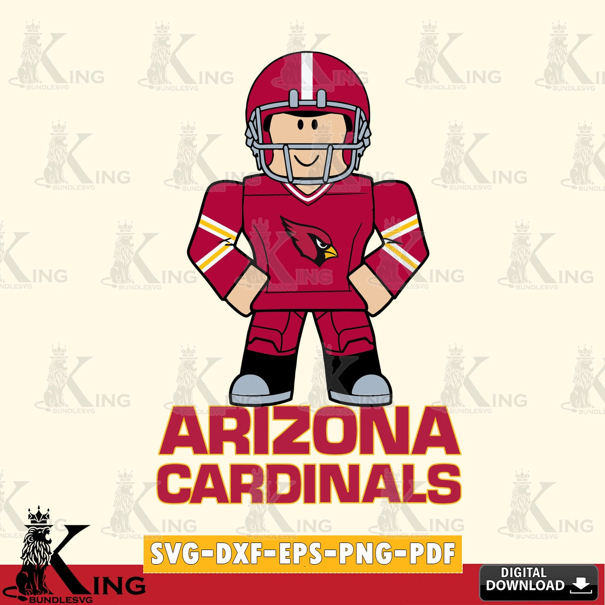 Digital download featuring Arizona Cardinals Roblox cool football, NFL file cut, digital download for Cricut Maker and paper