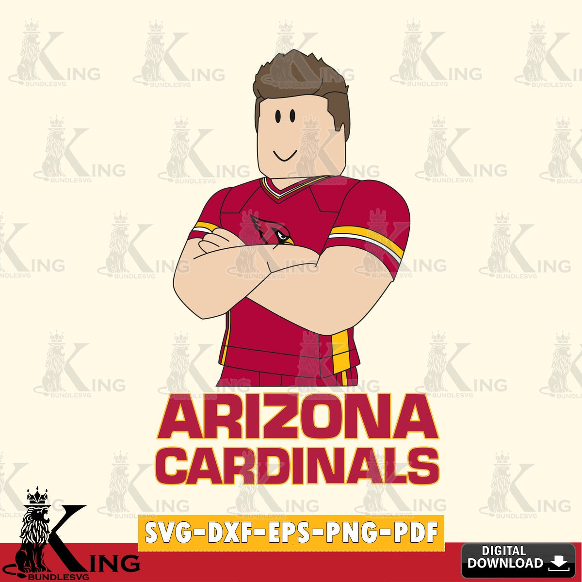 Printable art of Arizona Cardinals Roblox Football, NFL cut file ideal for vinyl projects and T-shirt printing
