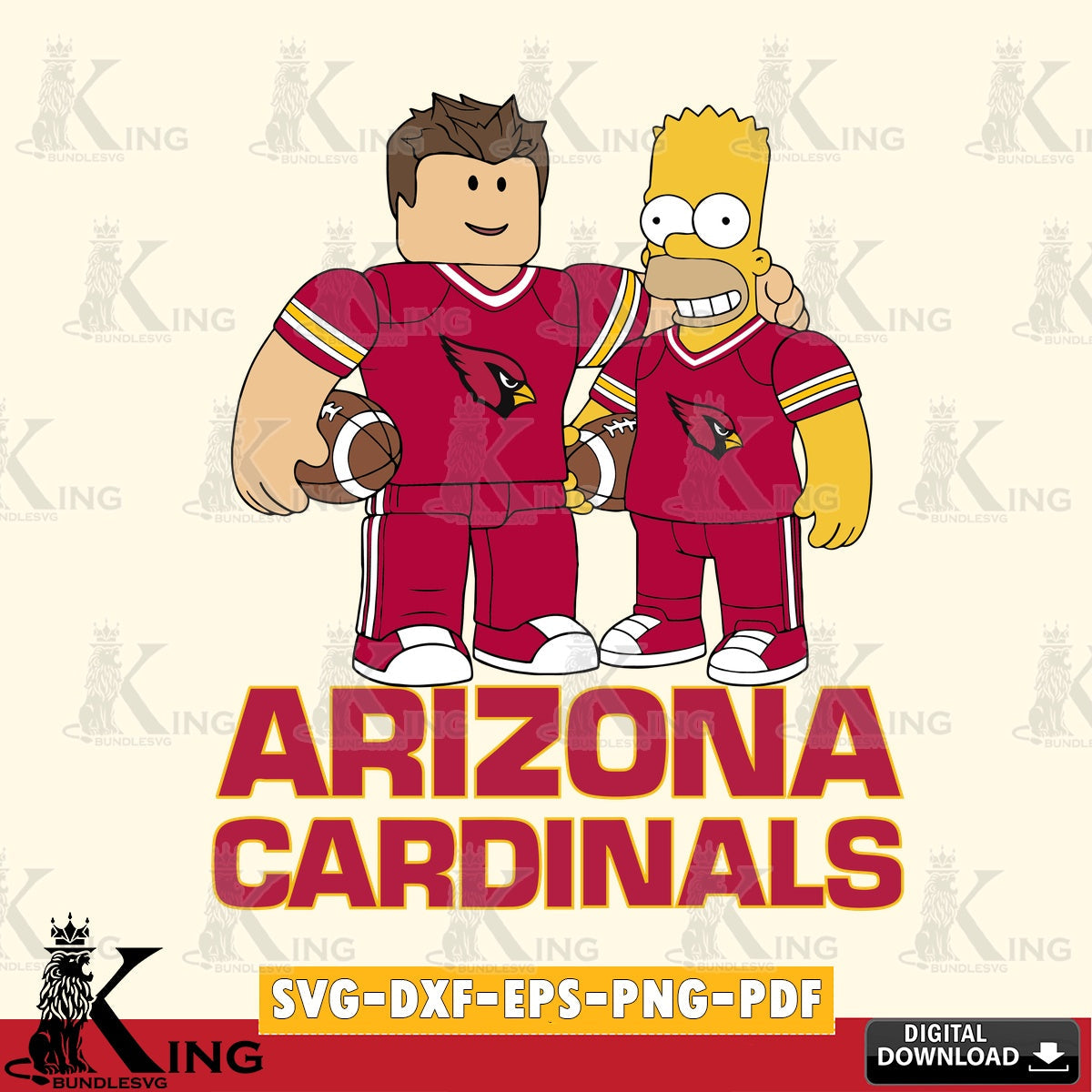 Custom design featuring Arizona Cardinals Roblox & Homer Simpson football, crafting file for iron-on transfer and vinyl decals