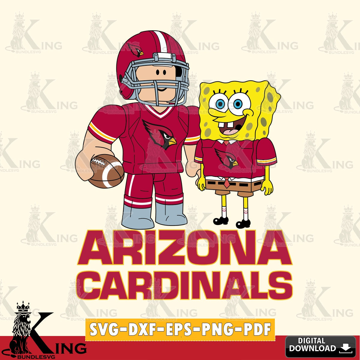Arizona Cardinals Roblox & Spongebob Football SVG file , Cricut, NFL  File cut , Digital Download , PDF File