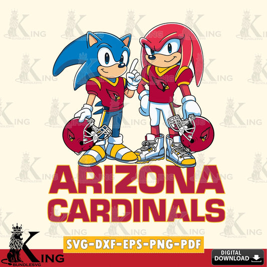Eye-catching graphic of Arizona Cardinals Sonic and Knuckles football vector digital file for silhouette cameo and cricut projects