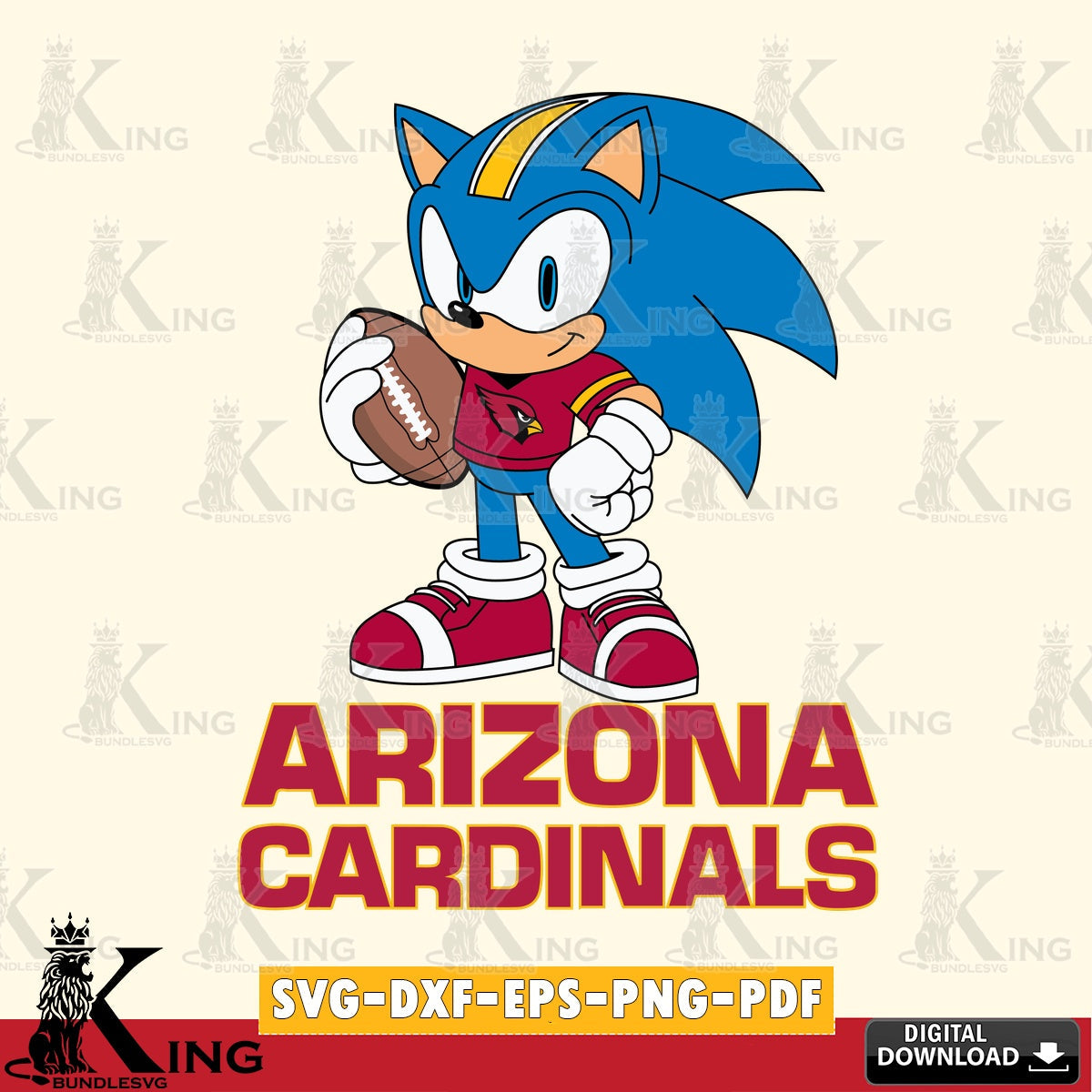 Digital download featuring Arizona Cardinals Sonic Game Day Ready SVG cut file for personalized gifts and laser projects