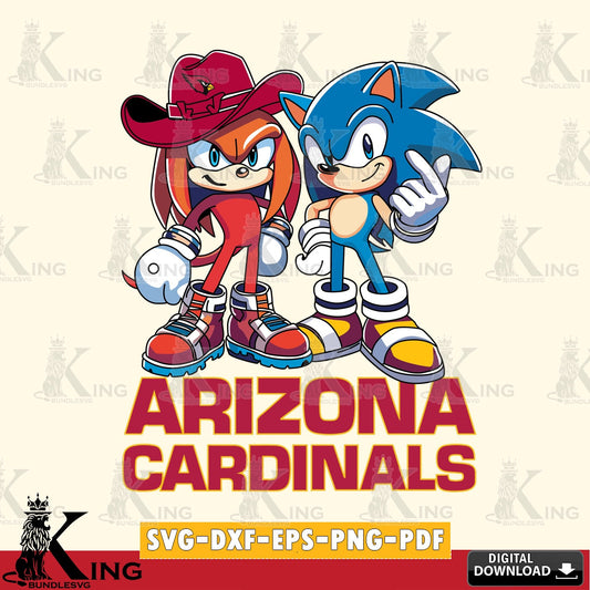 Eye-catching graphic of Arizona Cardinals Sonic & Knuckles football mascot, digital clipart compatible with laser engraving and