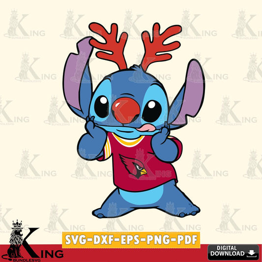 Arizona Cardinals Stitch Reindeer SVG, NFL for Cricut, Silhouette, Digital Download , file cut