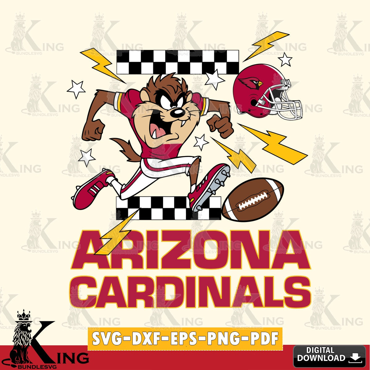 Arizona Cardinals Taz Football Lightning Cut file  , Digital Download , Instant Download, Looney Tunes svg, Football svg