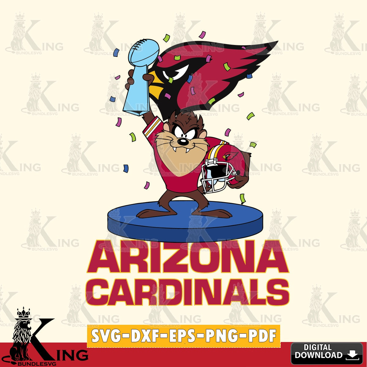 Arizona Cardinals Taz Trophy Podium Cut file  , Digital Download , Instant Download, Looney Tunes svg, Football svg