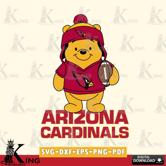 Artistic drawing of an Arizona Cardinals Winnie the Pooh player for football, a high-quality vector for DIY scrapbooking and home