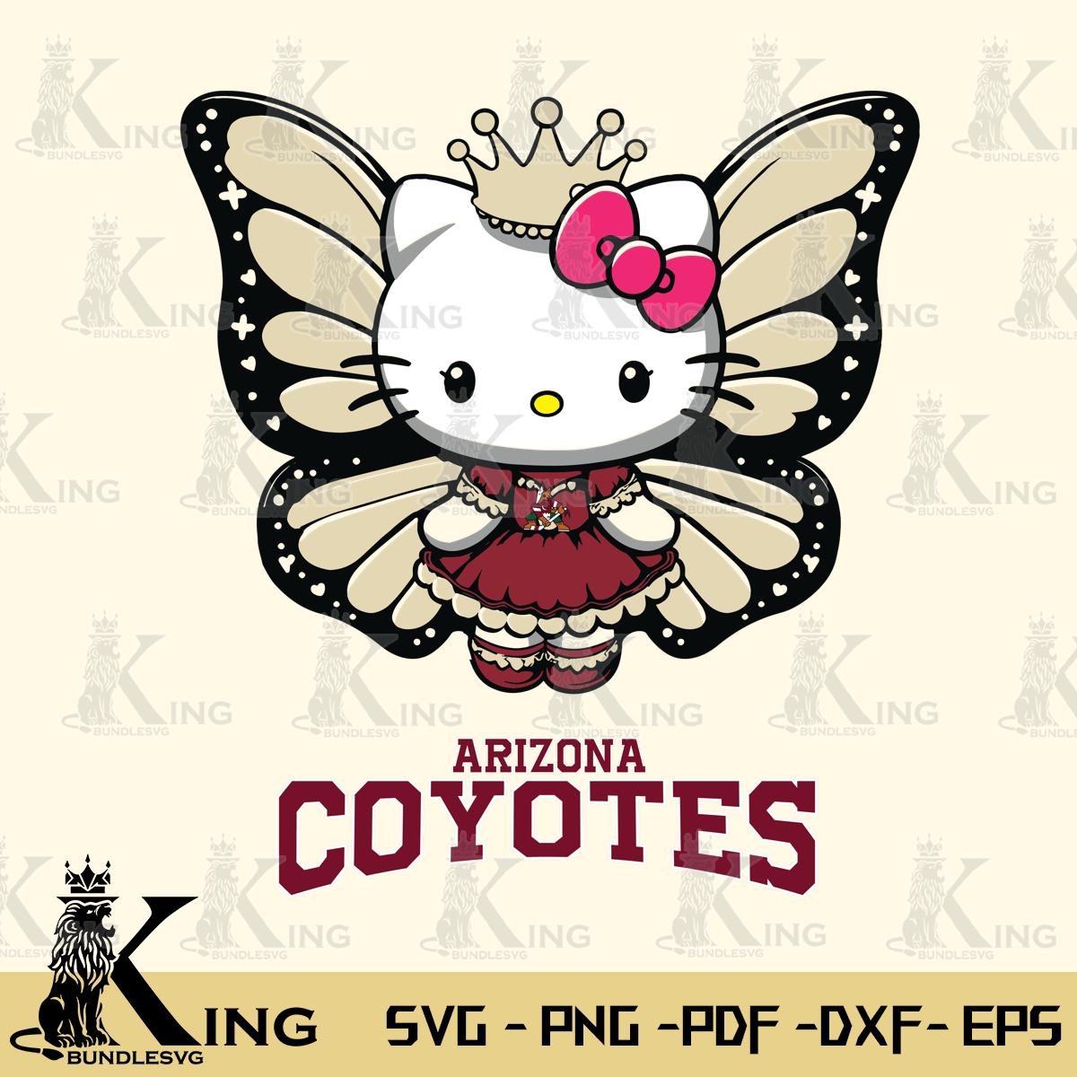 Arizona Coyotes Kitty Wings & Flowers Svg Eps Dxf Png File, Digital Download