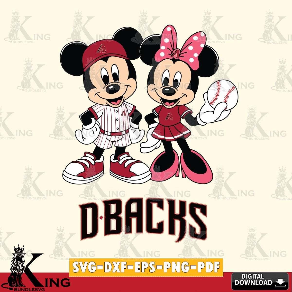 Arizona Diamondbacks Baseball Mickey Minnie Mouse SVG file , For Cricut,  File cut , Digital Download , PDF File, Cut Files
