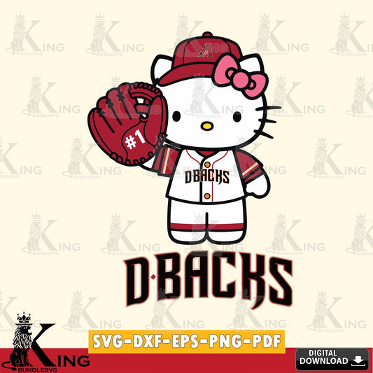 Complete bundle for Arizona Diamondbacks Hello Kitty Baseball #1 SVG PNG design suitable for Glowforge and laser cutting