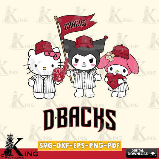 Vector design showing Arizona Diamondbacks Kawaii friends Baseball, a printable vector design for sublimation and crafts