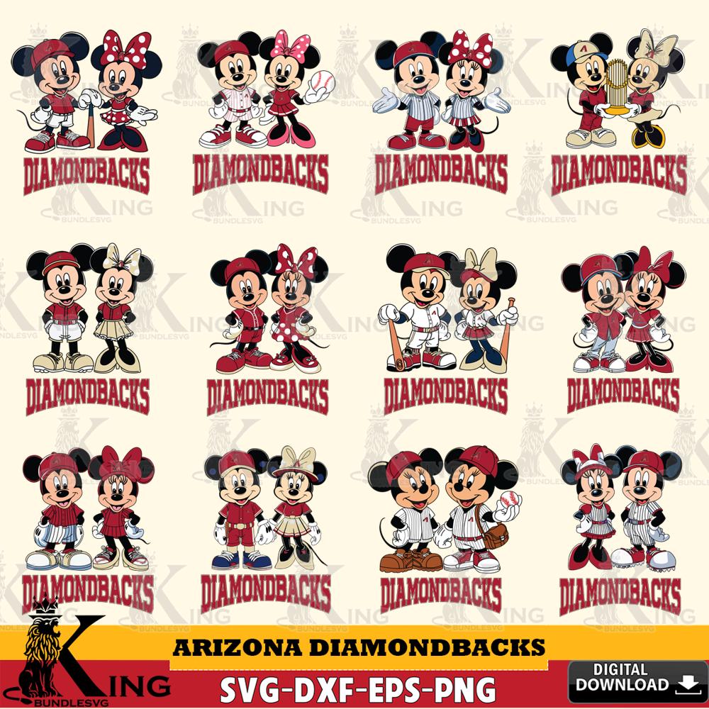 Arizona Diamondbacks Mickey Minnie MLB Bundle SVG DXF EPS PNG PDF, MLB for Cricut, Silhouette, Digital Download , file cut