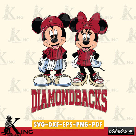Arizona Diamondbacks Mickey Minnie Mouse Fan SVG File, MLB for Cricut, Silhouette, Digital Download , file cut