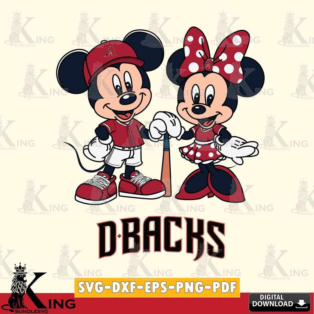 Arizona Diamondbacks Mickey Minnie Mouse Sport SVG file , For Cricut,  File cut , Digital Download , PDF File, Cut Files