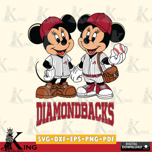 Arizona Diamondbacks Mickey Minnie Mouse couple SVG File, MLB for Cricut, Silhouette, Digital Download , file cut