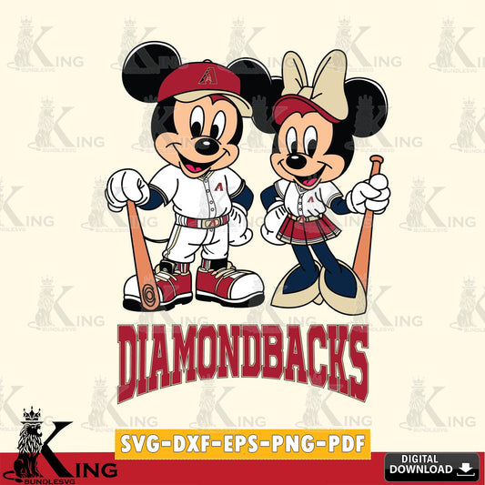Arizona Diamondbacks Mickey Minnie Mouse player SVG File, MLB for Cricut, Silhouette, Digital Download , file cut