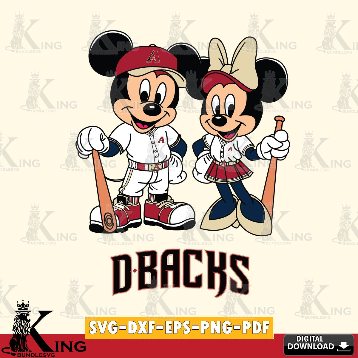 Arizona Diamondbacks Mickey Minnie Mouse player SVG file , For Cricut,  File cut , Digital Download , PDF File, Cut Files