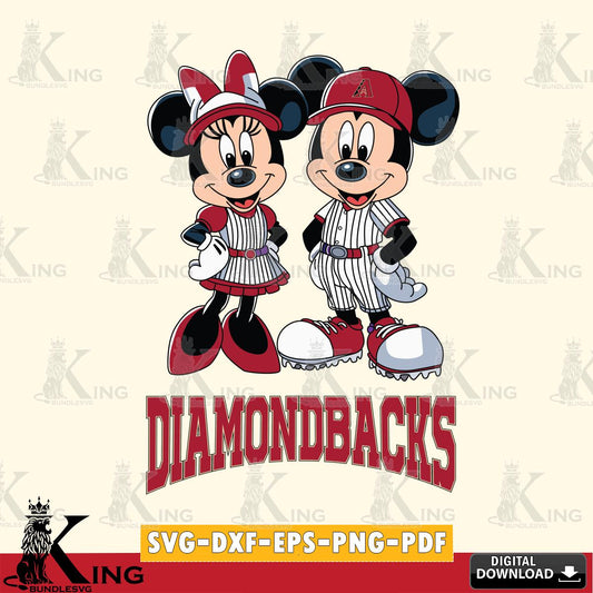 Arizona Diamondbacks Mickey Minnie Sport SVG File, MLB for Cricut, Silhouette, Digital Download , file cut