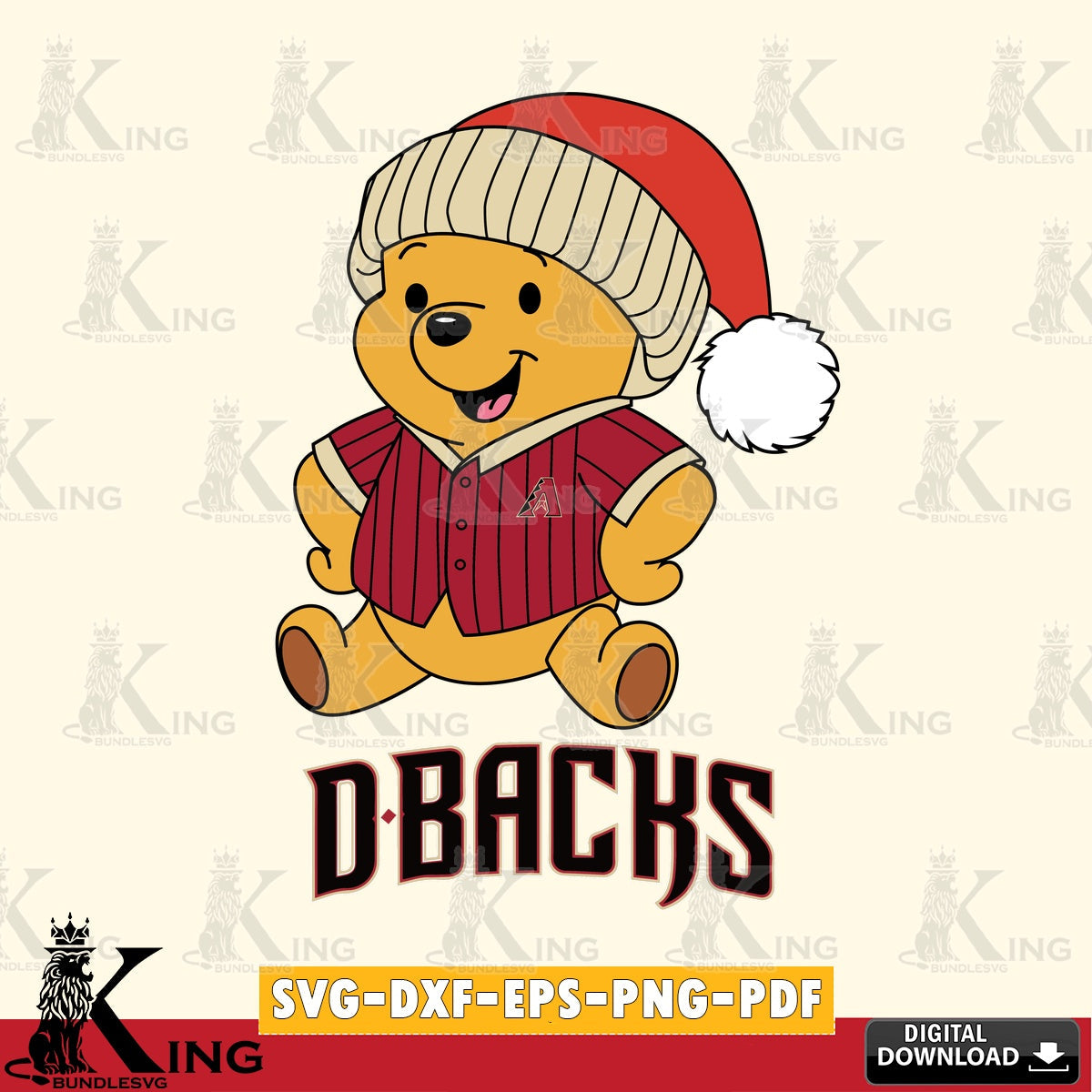 Digital download featuring Arizona Diamondbacks Winnie the Pooh play ball cut file ideal for vinyl projects and T-shirt printing.