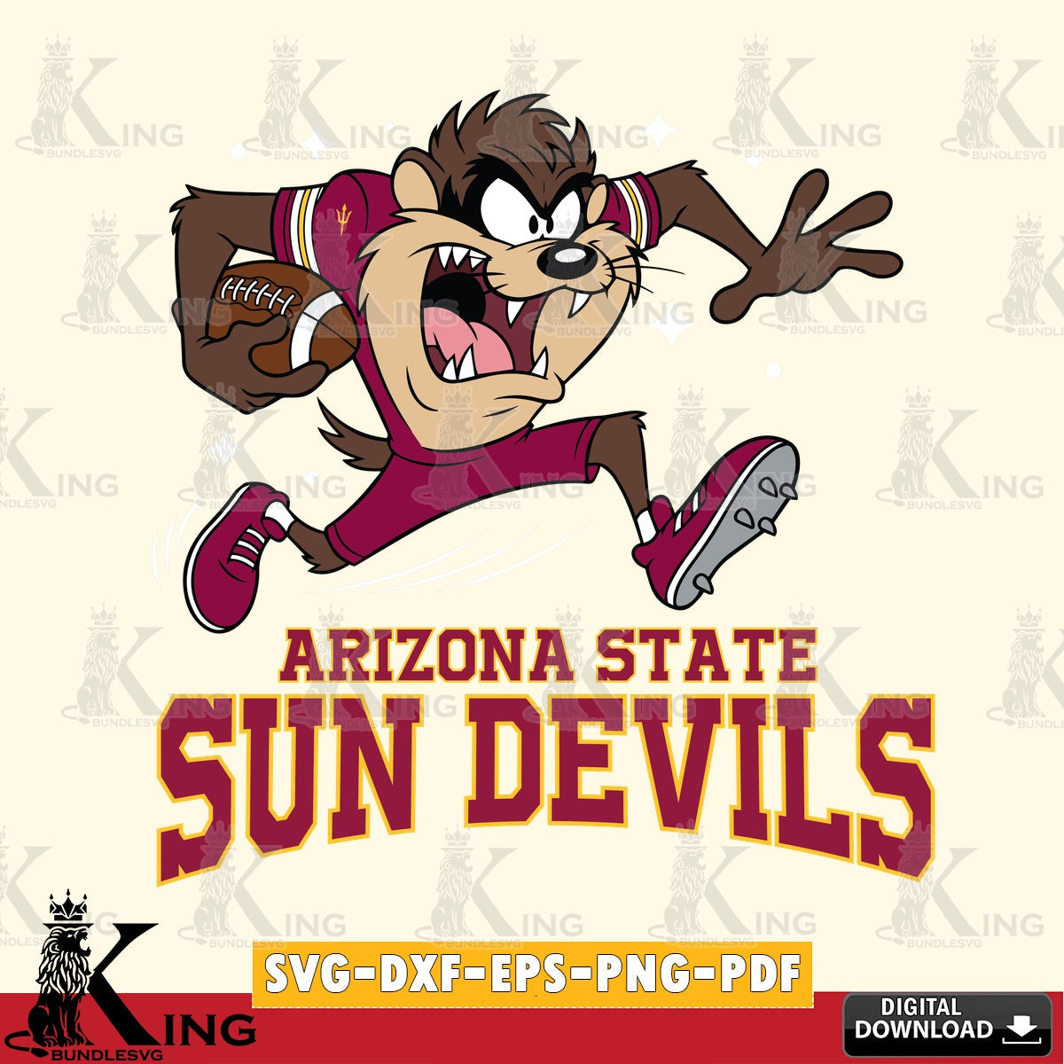 Arizona State Sun Devils Angry Taz Football SVG file, Cut file  , Digital Download , Instant Download, Taz svg, NCAA svg
