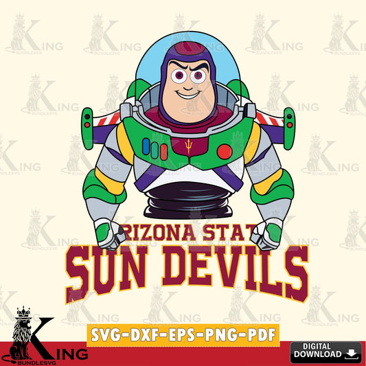 Custom design featuring Arizona State Sun Devils Buzz Lightyear football digital clipart compatible with laser engraving and