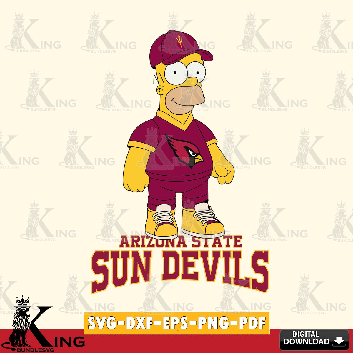 Printable art of Arizona State Sun Devils Homer Simpson football, versatile clip art for stickers, decals, and mugs.