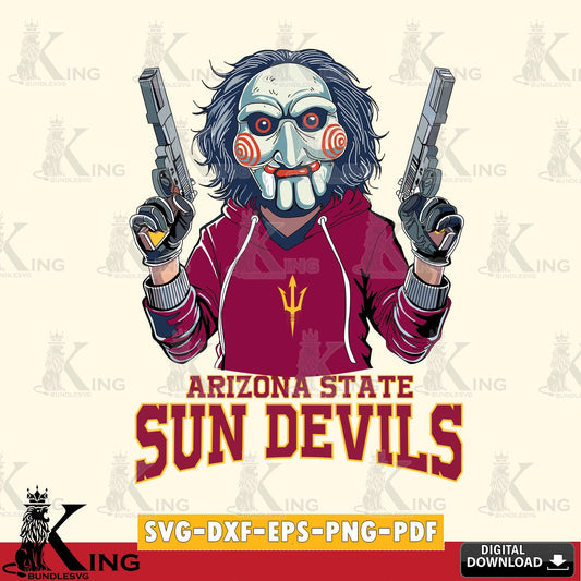 Hand-drawn style art of Arizona State Sun Devils Jigsaw Billy Football SVG cut file for personalized gifts and laser projects