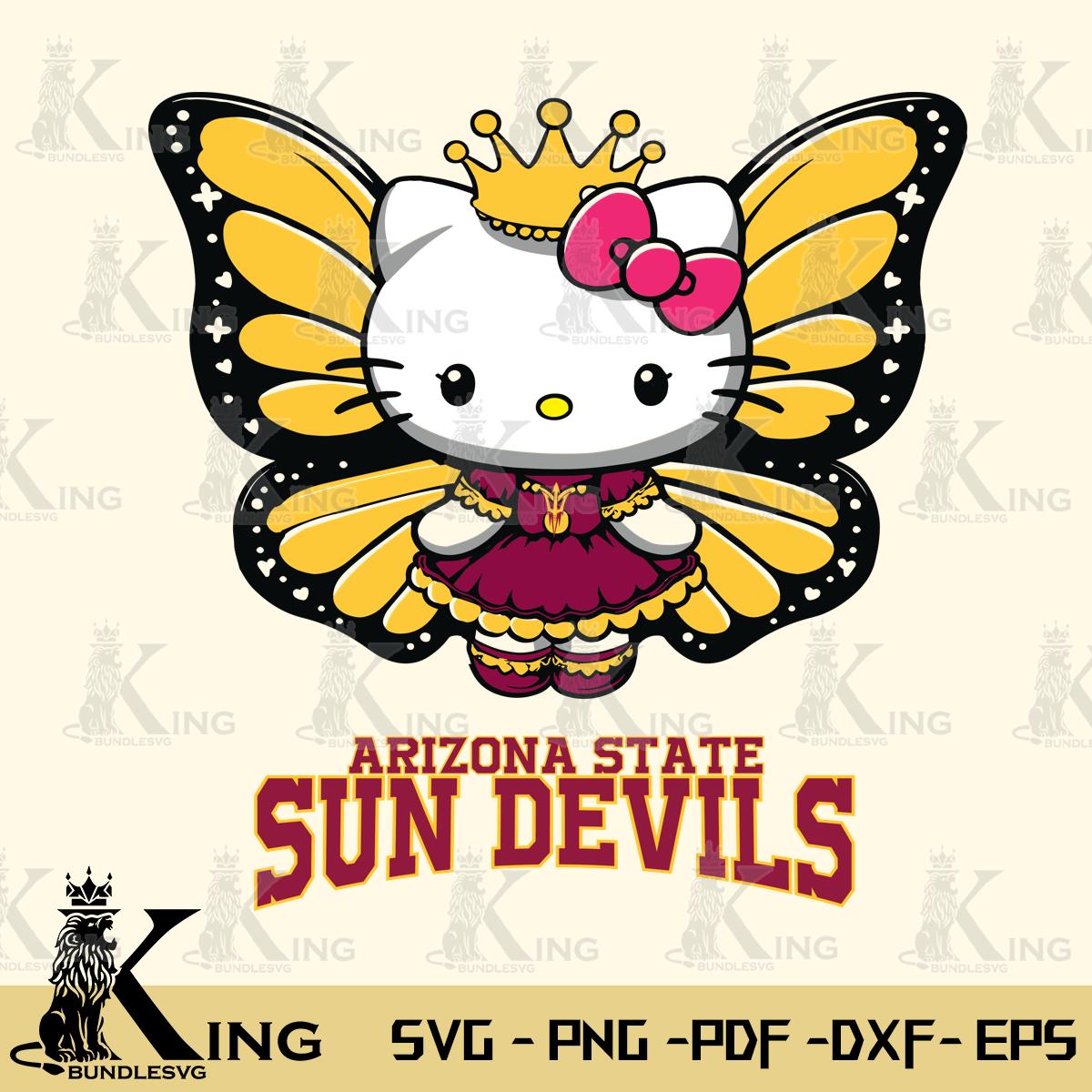 Arizona State Sun Devils Kitty Wings & Flowers Svg Eps Dxf Png File, Digital Download