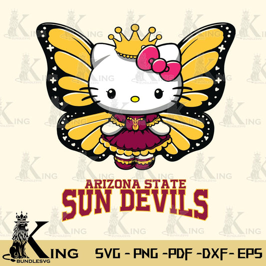 Arizona State Sun Devils Kitty Wings & Flowers Svg Eps Dxf Png File, Digital Download