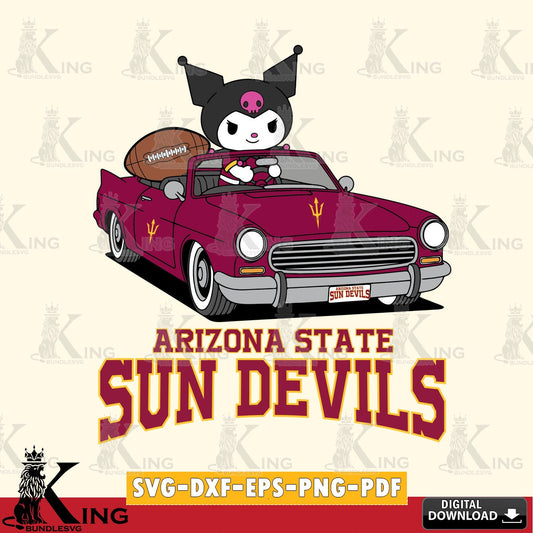 Arizona State Sun Devils Kuromi Car Football Game SVG file, Cricut, Cut file  , Digital Download , Instant Download, Sanrio svg, Clipart
