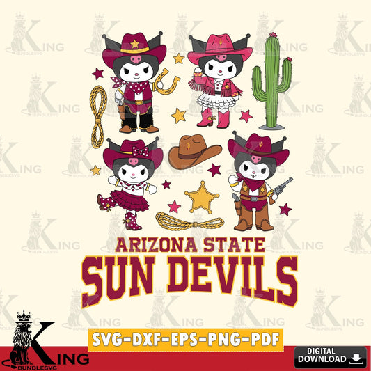 Arizona State Sun Devils Kuromi Cowboy Western SVG file, Cricut, Cut file  , Digital Download , Instant Download, Sanrio svg, Clipart