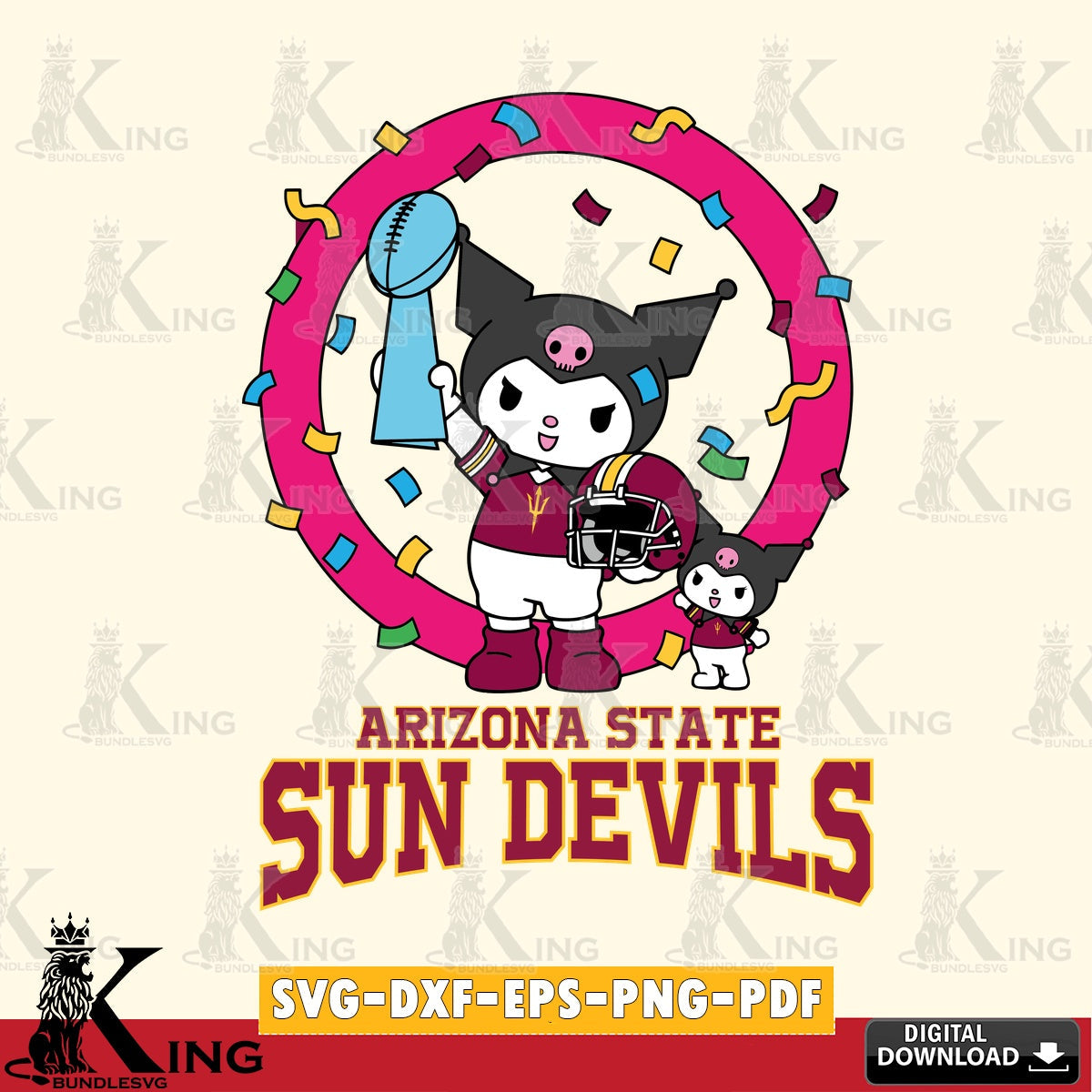 Arizona State Sun Devils Kuromi Football Champion SVG file, Cricut, Cut file  , Digital Download , Instant Download, Sanrio svg, Clipart