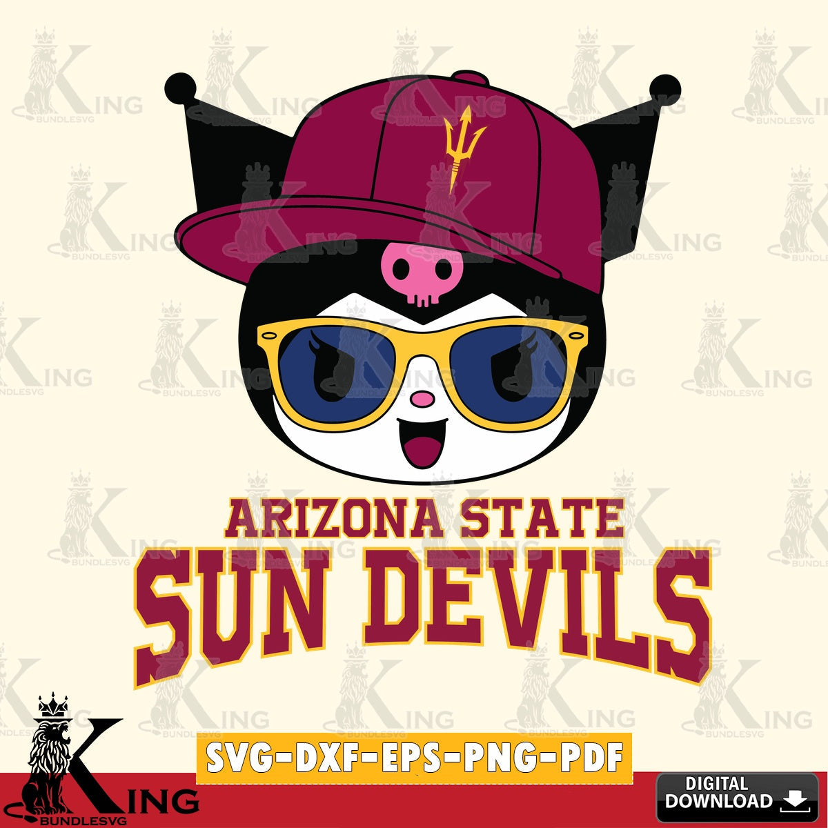 Arizona State Sun Devils Kuromi Football Cool SVG file, Cricut, Cut file  , Digital Download , Instant Download, Sanrio svg, Clipart