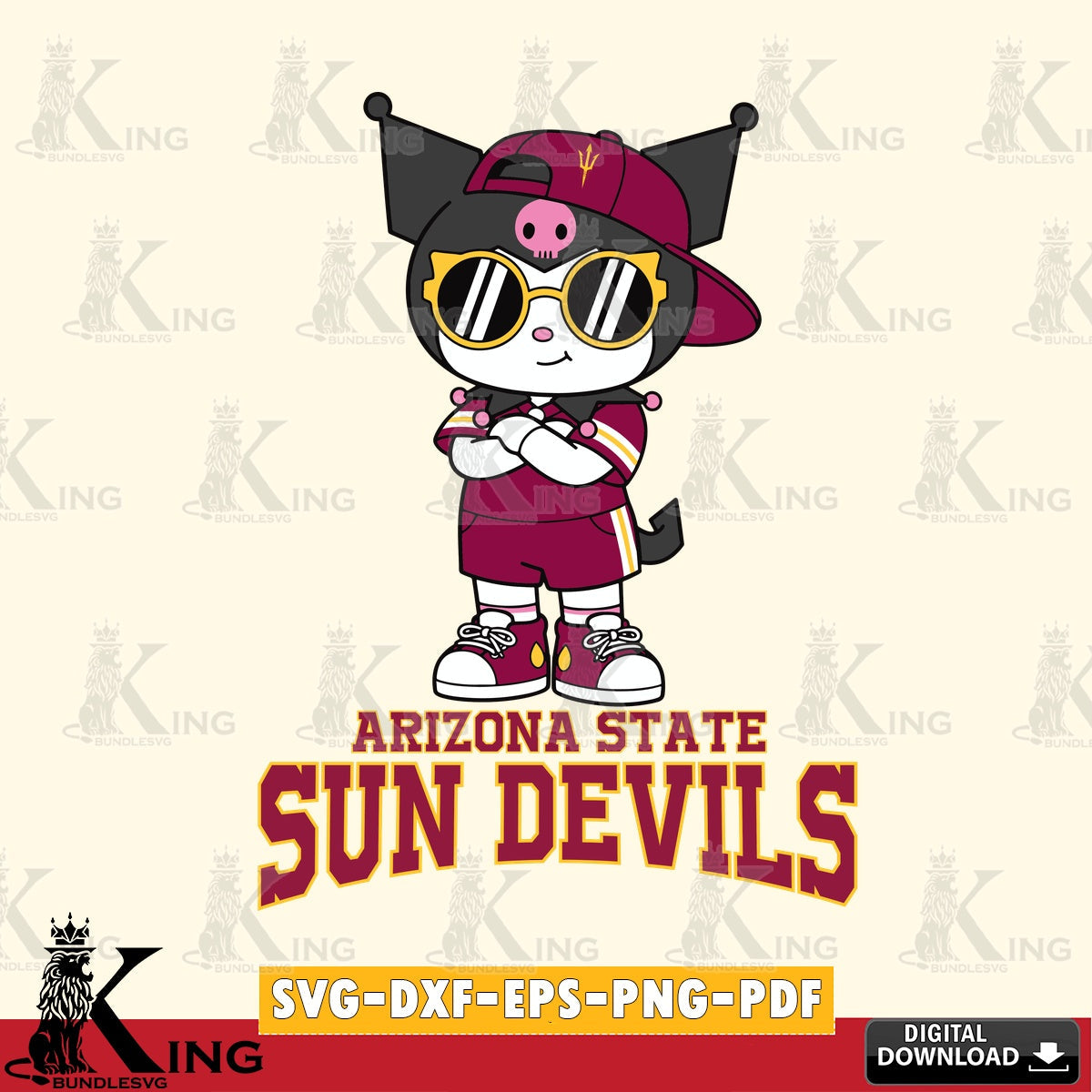 Arizona State Sun Devils Kuromi Football Jersey SVG file, Cricut, Cut file  , Digital Download , Instant Download, Sanrio svg, Clipart