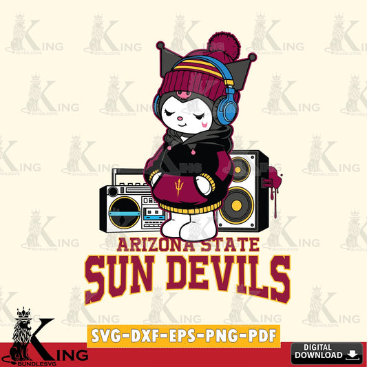 Arizona State Sun Devils Kuromi Football Music SVG file, Cricut, Cut file  , Digital Download , Instant Download, Sanrio svg, Clipart