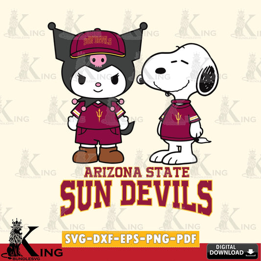 Arizona State Sun Devils Kuromi Snoopy Football SVG file, Cricut, Cut file  , Digital Download , Instant Download, Sanrio svg, Clipart