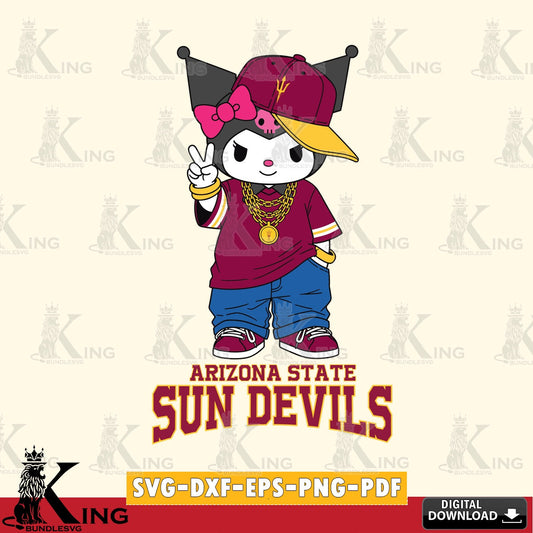 Arizona State Sun Devils Kuromi Streetwear Style SVG file, Cricut, Cut file  , Digital Download , Instant Download, Sanrio svg, Clipart