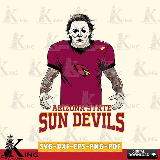Digital download featuring Arizona State Sun Devils Michael Myers tattoo football, a printable vector design for sublimation and