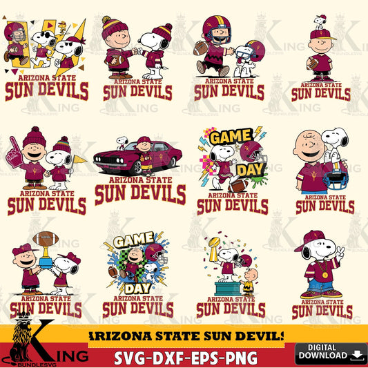 Arizona State Sun Devils Peanuts Football NCAA Bundle SVG, Cricut, Cut file  , Digital Download , Instant Download, Peanuts svg, NCAA svg, Football svg, Sport svg