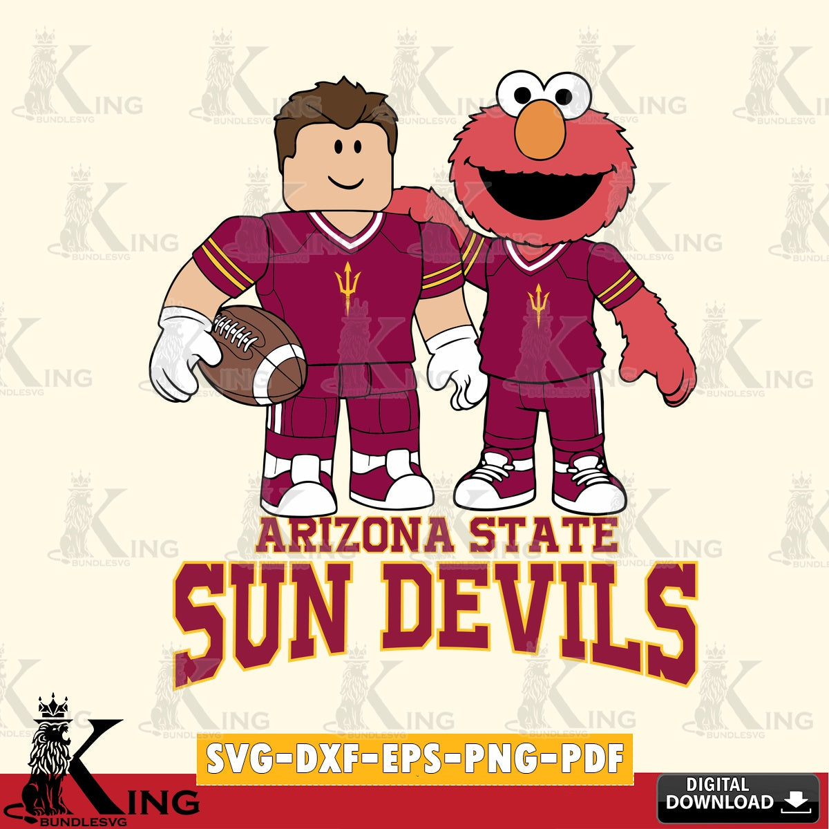 Arizona State Sun Devils Roblox & Elmo Football SVG file , NCAA Cricut,  File cut , Digital Download , PDF File