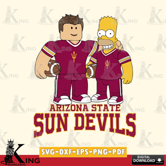 Stylish representation of Arizona State Sun Devils Roblox & Homer Simpson Football, a digital download for Cricut Maker and paper
