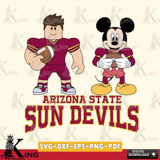 Arizona State Sun Devils Roblox & Mickey Football SVG file , NCAA Cricut,  File cut , Digital Download , PDF File