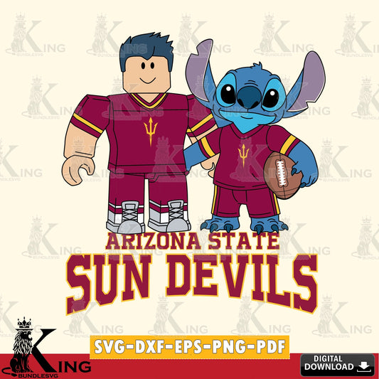 Arizona State Sun Devils Roblox & Stitch Football SVG file , NCAA Cricut,  File cut , Digital Download , PDF File
